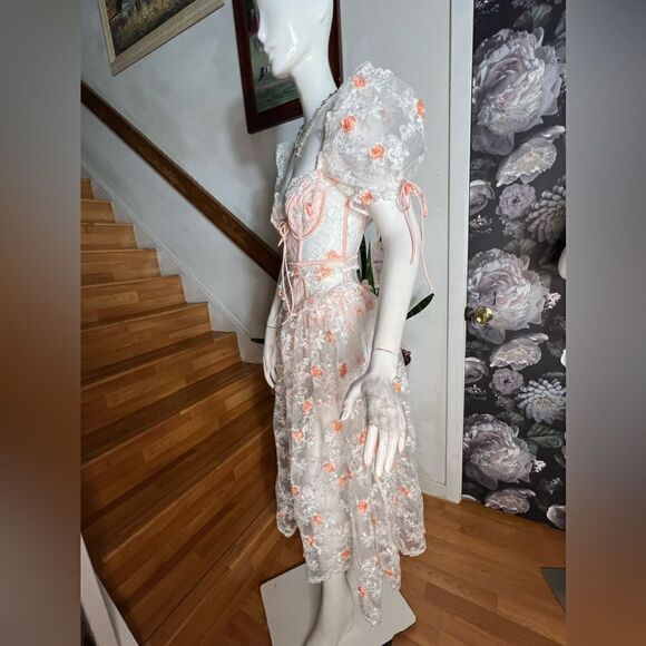 New free People For Love & Lemons Tessa Midi Dress/ Size M - Picture 7 of 11